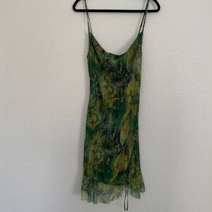 Animal print sheer mini dress.
